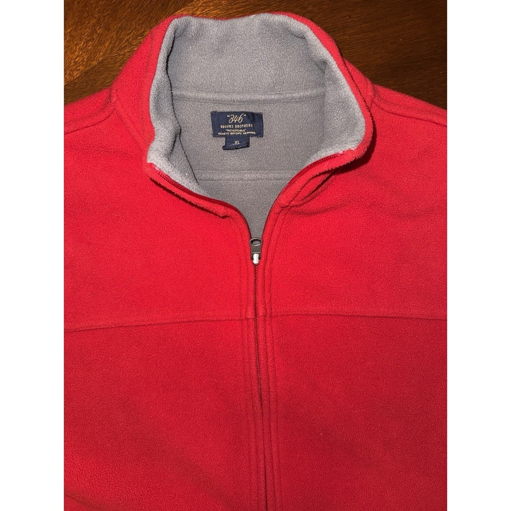 Brooks Brothers Men's Fleece Vest Reversible‎ Red Gray Size XL Preppy Golf